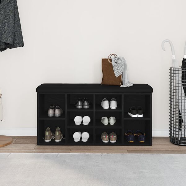 vidaXL Klupa za cipele Crni hrast 102 x 32 x 50 cm Konstruirano drvo