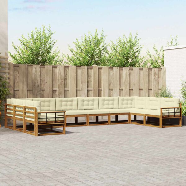 vidaXL Set vanjskih sofa s jastukom 10 pcs Prirodna i krem