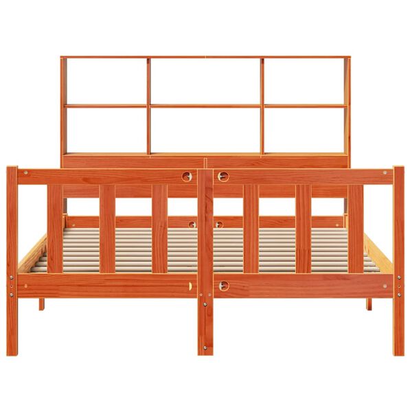 vidaXL Krevet s regalom za knjige bez madraca 135 x 190 cm od borovine
