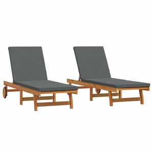 vidaXL Ležaljka 2 pcs Smeđa 63 x 199 x 85cm Čvrsto drvo akacije