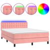 vidaXL Krevet box spring s madracem LED ružičasti 140x200cm bar&scaron;unasti