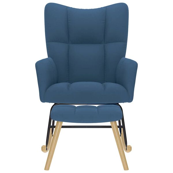 vidaXL Stolica za ljuljanje od tkanine s osloncem za noge plava