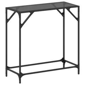 vidaXL Konzolni stol s crnom staklenom povr&scaron;inom 80x35x81 cm čelični