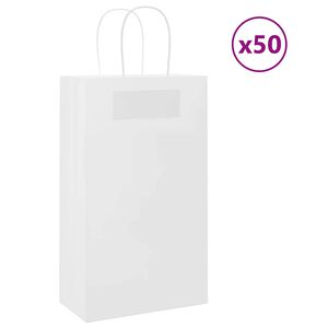 vidaXL Papirnate vrećice 50 kom s ručkama bijele 21x11x36 cm