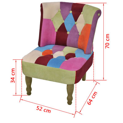vidaXL Francuska fotelja od tkanine s patchwork dizajnom
