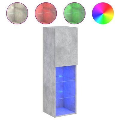 vidaXL TV ormarić s LED svjetlima siva boja betona 30,5x30x102 cm