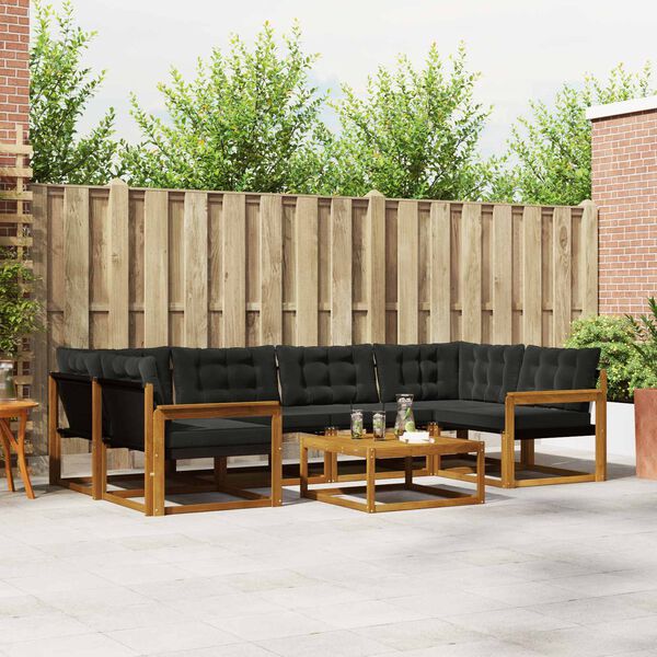 vidaXL Set vanjskih sofa s jastukom 7 pcs Prirodna i crna