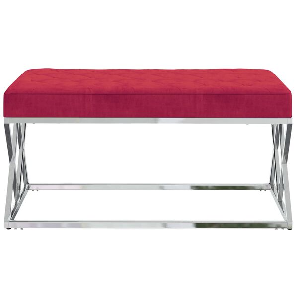 vidaXL Klupa od bar&scaron;una crvene boje vina i nehrđajućeg čelika
