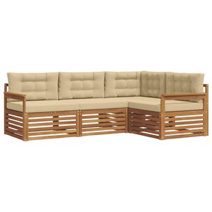 vidaXL Set vanjskih sofa s jastukom 4 pcs Prirodna i bež
