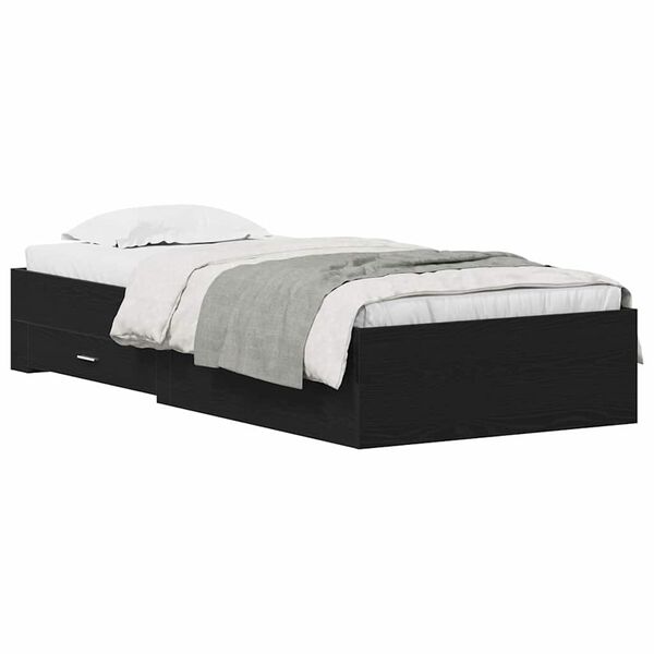 vidaXL Krevetna konstrukcija Crni hrast 90 x 190 cm Konstruirano drvo