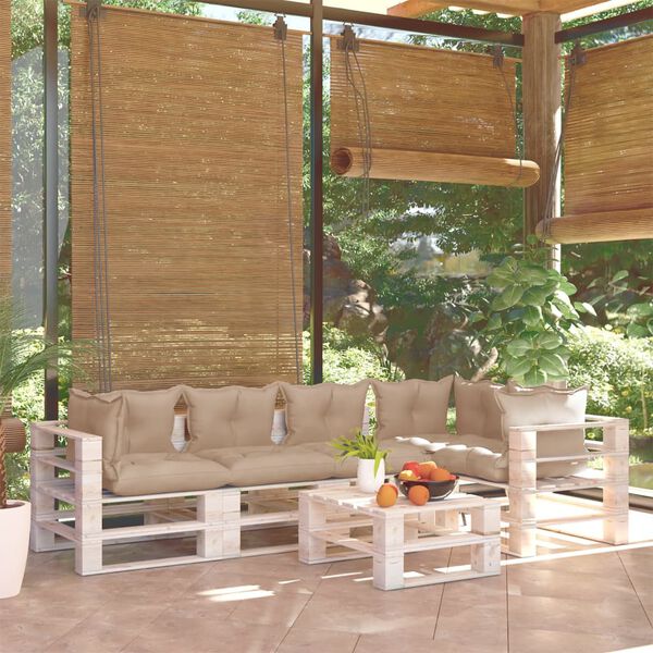 vidaXL 6-dijelna vrtna garnitura od paleta od borovine s jastucima