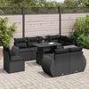 vidaXL 9-dijelni set vrtnih sofa s jastucima crni od poliratana
