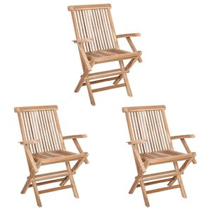 vidaXL Sklopiva Vrtna Stolica 3 kom. Prirodna Čvrsto teak drvo