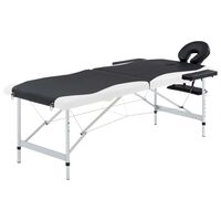 vidaXL Sklopivi stol za masažu s 2 zone aluminijski crno-bijeli