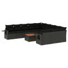 vidaXL 12-dijelni set vrtnih sofa od poliratana s jastucima crni