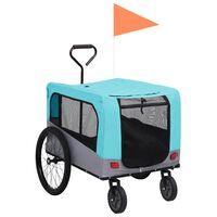 vidaXL 2-u-1 prikolica za bicikl i kolica za kućne ljubimce plavo-siva