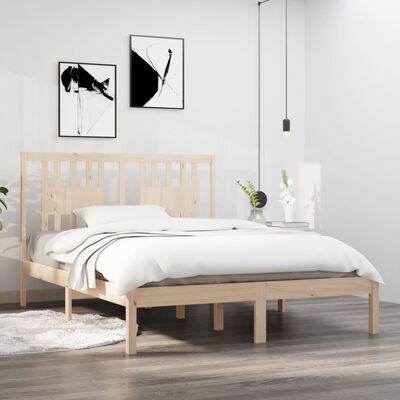 vidaXL Okvir za krevet od masivne borovine 140 x 190 cm