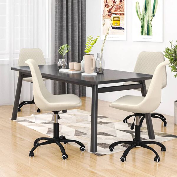 vidaXL Okretne blagovaonske stolice od tkanine 4 kom krem