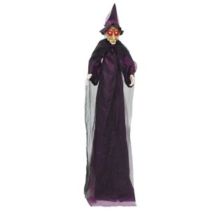 vidaXL Hanging Halloween Talking Witch Ljubičasta 216 x 125 cm