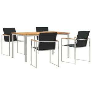 vidaXL Vrtni set za objed 5 kom. Masivni teak drvo i nehrđajući čelik