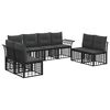 vidaXL Set vanjskih sofa s jastukom 8 pcs Crna i tamno siva Poliester