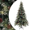 vidaXL Osvijetljeno božićno drvce i &scaron;i&scaron;ke zeleno-bijelo 225 cm PVC/PE