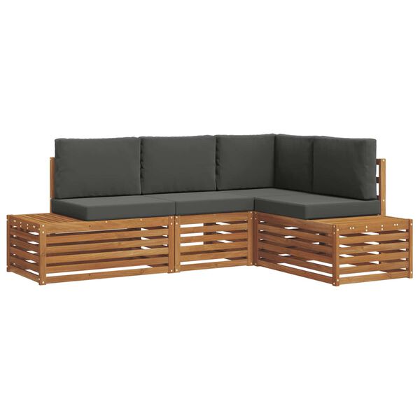 vidaXL Set vanjskih sofa s jastukom 4 Komad Prirodna i antracit