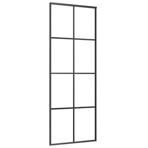 vidaXL Klizna vrata crna 76 x 205 cm od stakla ESG i aluminija