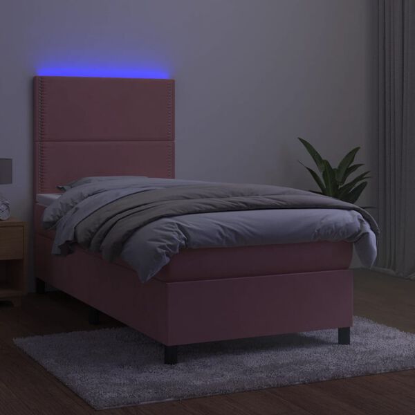 vidaXL Krevet box spring s madracem LED ružičasti 80x200 cm bar&scaron;unasti