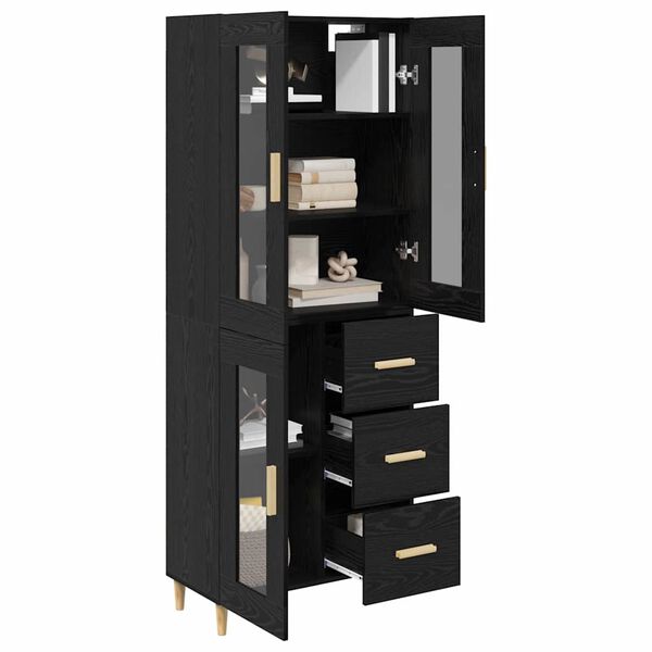 vidaXL Highboard Crni hrast 69,5 x 34 x 180 cm Konstruirano drvo