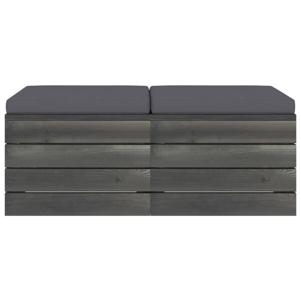 vidaXL Vrtni otomani od paleta 2 kom od masivne borovine s jastucima