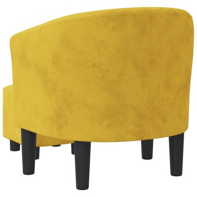 vidaXL Zaobljena fotelja s tabureom žuti baršunasta
