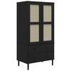 vidaXL Komoda SENJA crna izgled ratana 90x55x175 cm masivna borovina