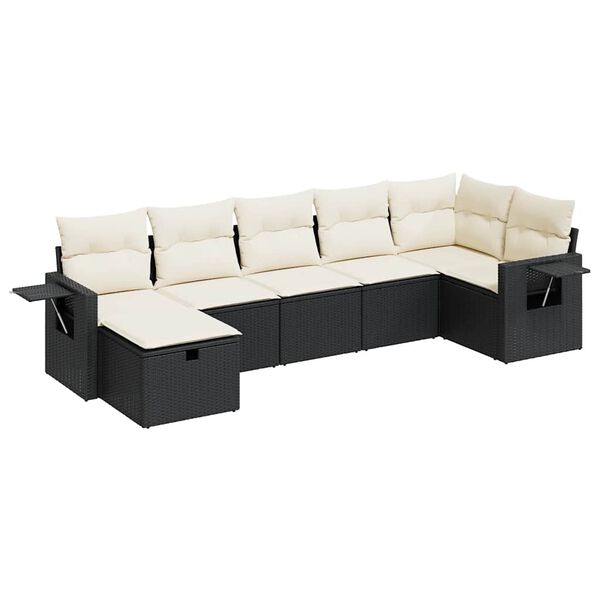 vidaXL 7-dijelni set vrtnih sofa od poliratana s jastucima crni