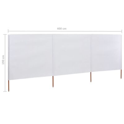 vidaXL Vjetrobran s 3 panela od tkanine 400 x 160 cm pješčano bijeli