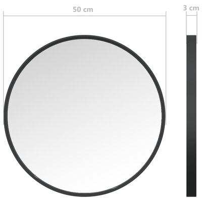 vidaXL Zidno ogledalo crno 50 cm