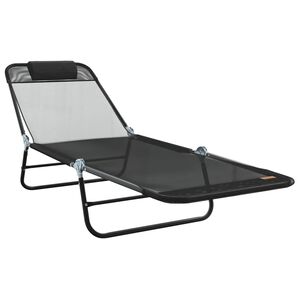 vidaXL Sklopiva ležaljka za sunčanje Crna 182 x 55 x 85,5 cm Tekstilen