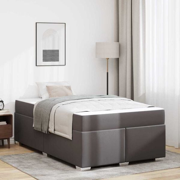 vidaXL Krevetna konstrukcija s madracem Siva 120 x 190 cm tkanina