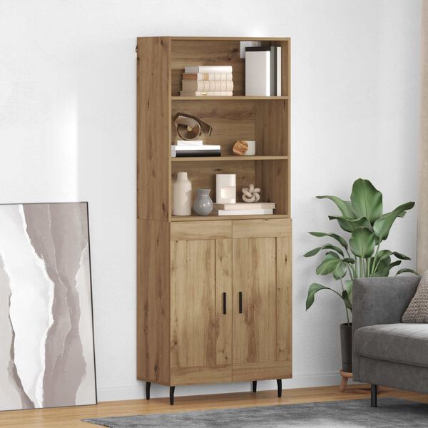 vidaXL Highboard Umjetnički hrast 69,5 x 34 x 180 cm