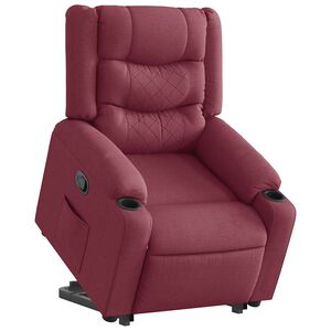 vidaXL Naslonjač na podizanje od tkanine crvena boja vina