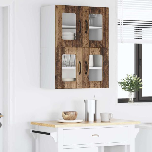 vidaXL Kuhinjski ormarić s policom 2 pcs Staro drvo 60 x 31 x 40 cm