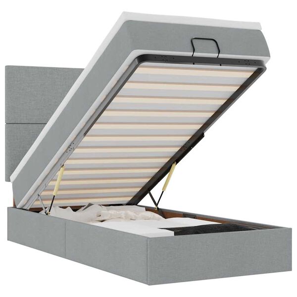 vidaXL Otomanski krevet s madracem svijetlosivi 90x200 cm tkanine