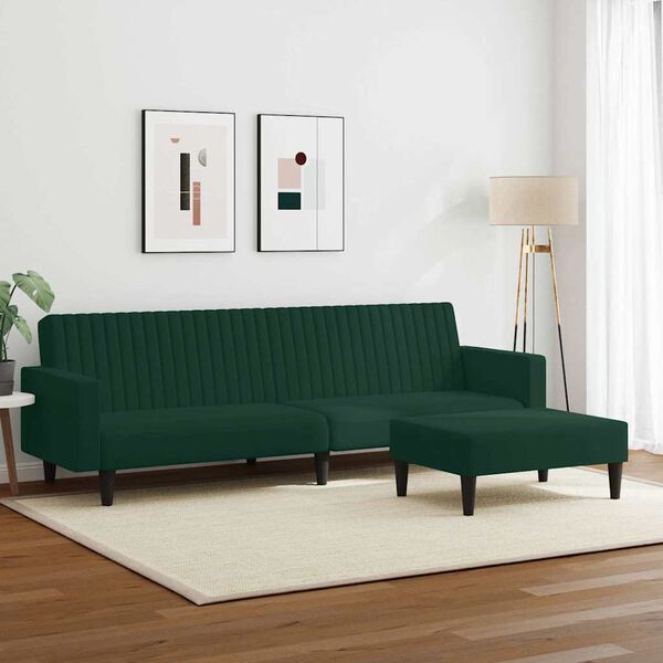 vidaXL 2-dijelni set sofa tamnozeleni bar&scaron;unasti