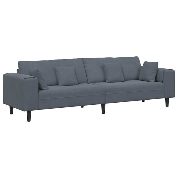 vidaXL Sofa s jastukom Tamno siva 250 x 77 x 76 cm Baršun