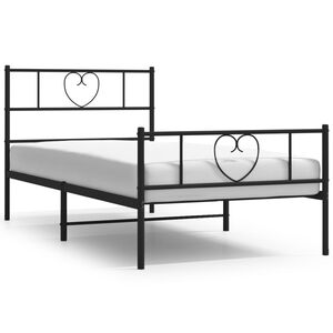 vidaXL Metalni okvir kreveta uzglavlje i podnožje crni 90x190 cm