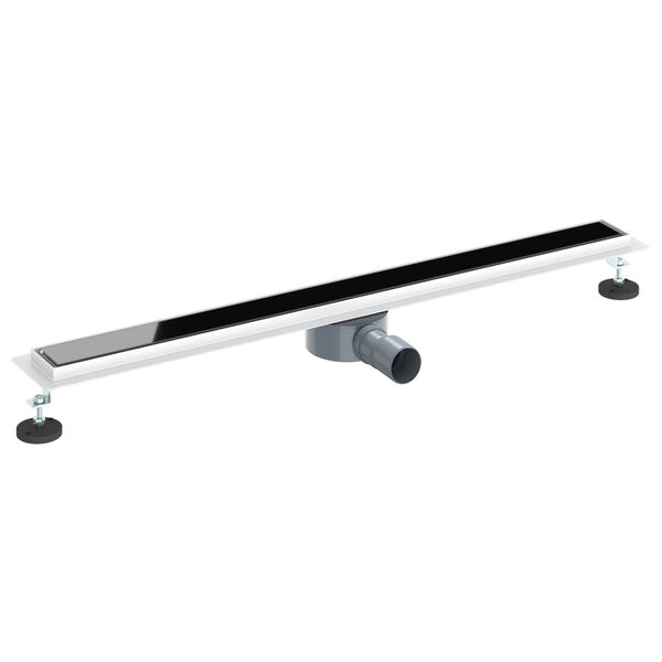 vidaXL Odvod za tu&scaron; s staklenim poklopcem i 360&deg; sifonom Crna 90 cm