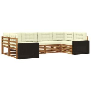 vidaXL Set vanjskih sofa 6 kom. Prirodna i krem Čvrsto drvo akacije