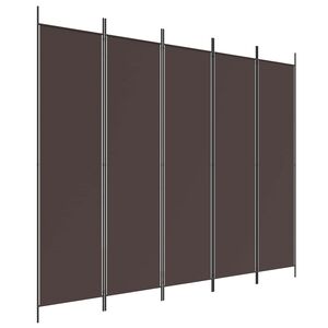 vidaXL Sobna pregrada s 5 panela smeđa 250 x 200 cm od tkanine