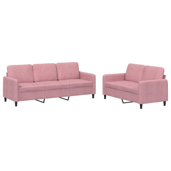 vidaXL 2-dijelni set sofa ružičasti baršunasti