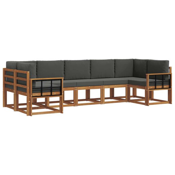 vidaXL Set vanjskih sofa s jastukom 7 pcs Prirodna i antracit